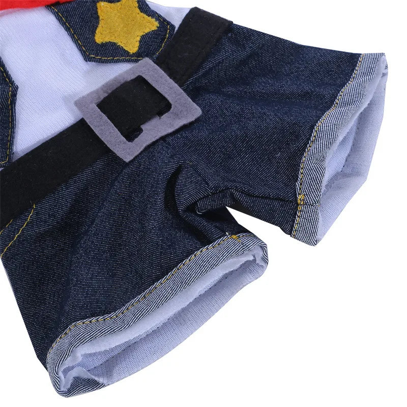 Pet Dog Cat Costume Cowboy Jeans Hoodie Shirts Halloween Costume Jumpsuit Puppy Clothes Funny Coat