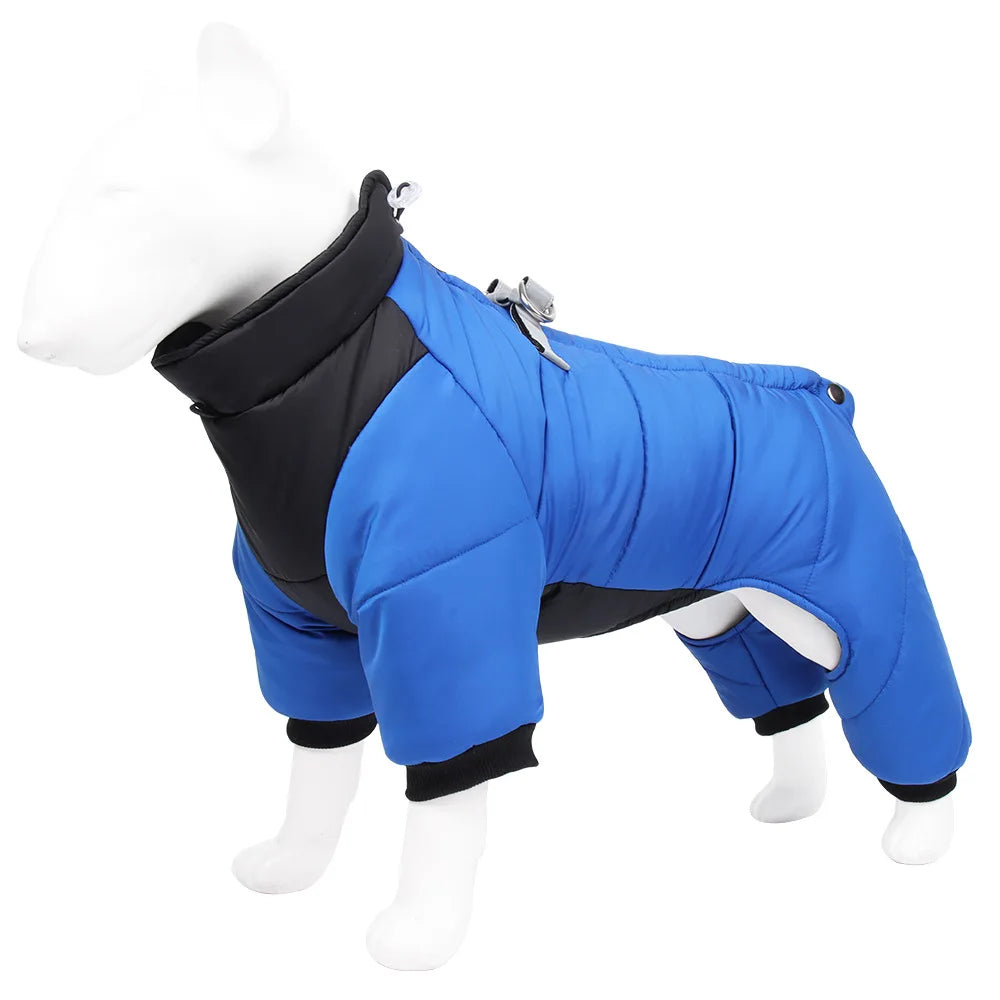 New dog four-legged clothes, warm winter clothes, windproof puppy pet cotton-padded clothes, thickened dog clothes