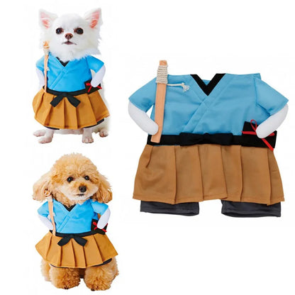 Funny Pet Clothes Cosplay Samurai Dog Cat Halloween Party Cute Costume Clothing Comfort For Small Medium Dog Chihuahua