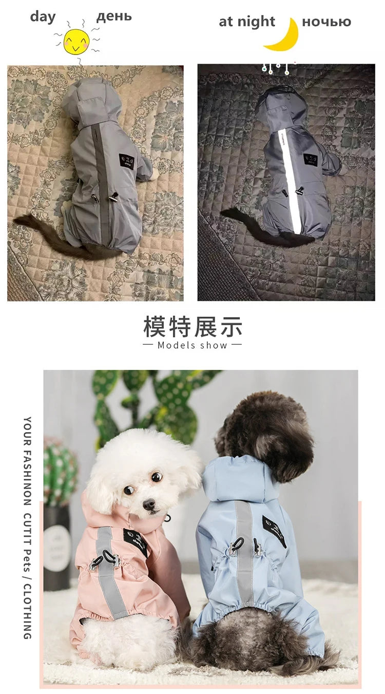 Pet Clothes Dog Jacket Waterproof Fashion For Small Large Dog Cats Bulldog Chihuahua Raincoat Reflective Adjustable Pet Jumpsuit