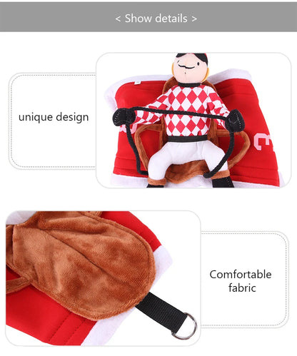 Dog fancy dress Horseback Riding Cosplay Costume Halloween Funny New Year's Dog Suit Soft Breathable Clothes Dogs Accessories