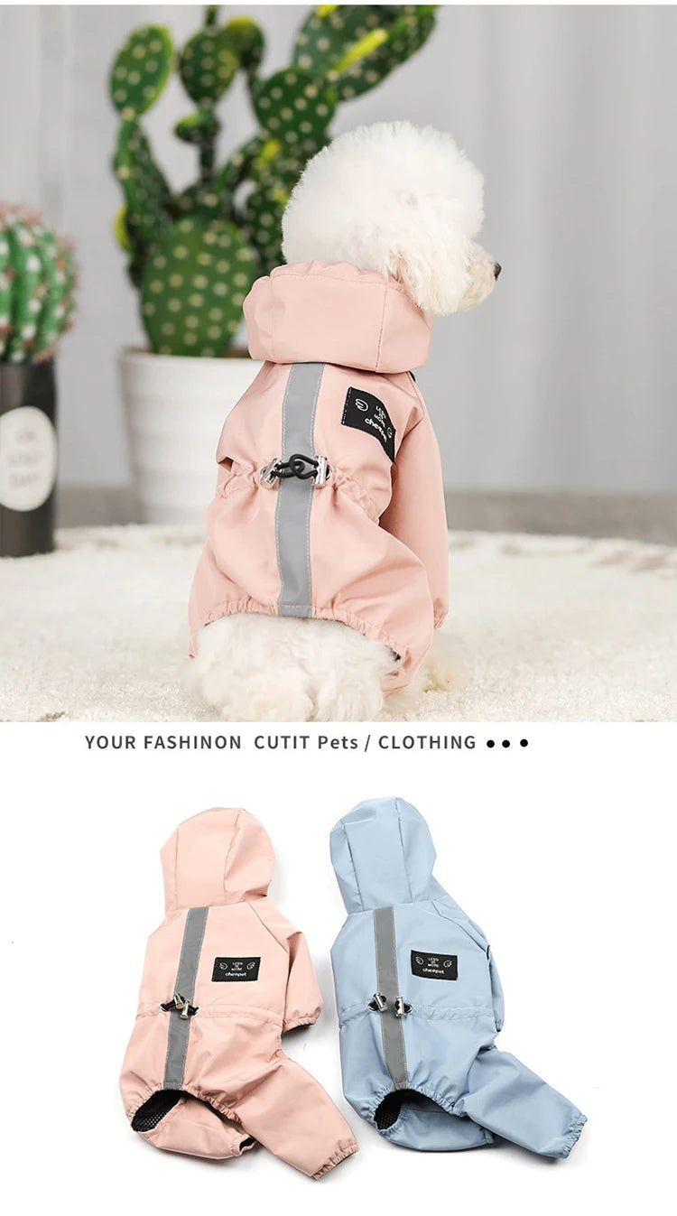 Pet Clothes Dog Jacket Waterproof Fashion For Small Large Dog Cats Bulldog Chihuahua Raincoat Reflective Adjustable Pet Jumpsuit