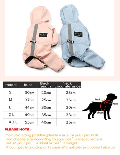 Pet Clothes Dog Jacket Waterproof Fashion For Small Large Dog Cats Bulldog Chihuahua Raincoat Reflective Adjustable Pet Jumpsuit