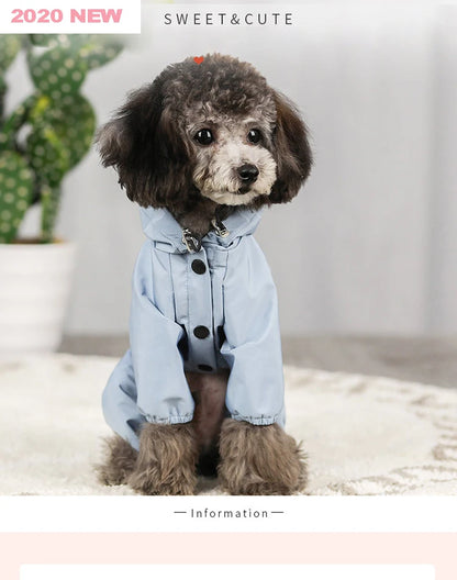 Pet Clothes Dog Jacket Waterproof Fashion For Small Large Dog Cats Bulldog Chihuahua Raincoat Reflective Adjustable Pet Jumpsuit