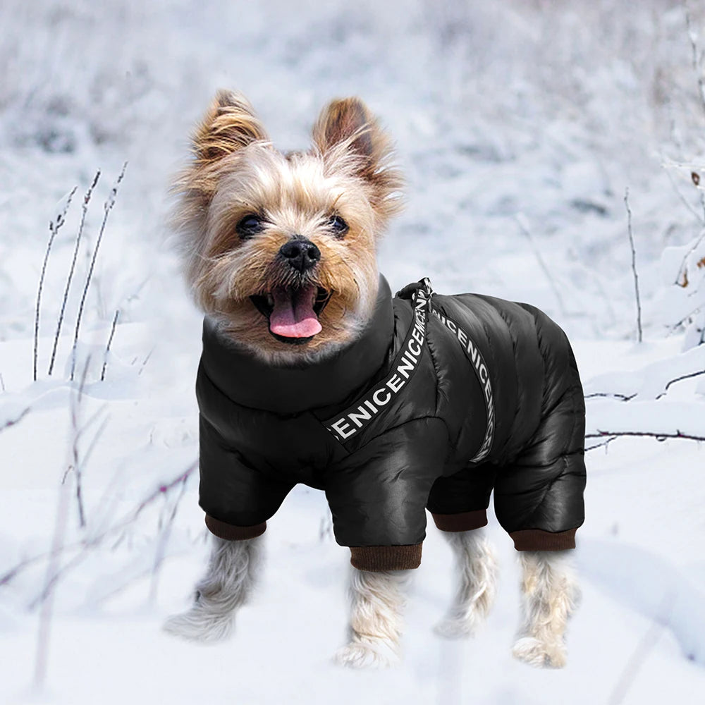 Winter Dog Clothes Super Warm Pet Dog Jacket Coat With Harness Waterproof Puppy Clothing Hoodies For Small Medium Dogs Outfit