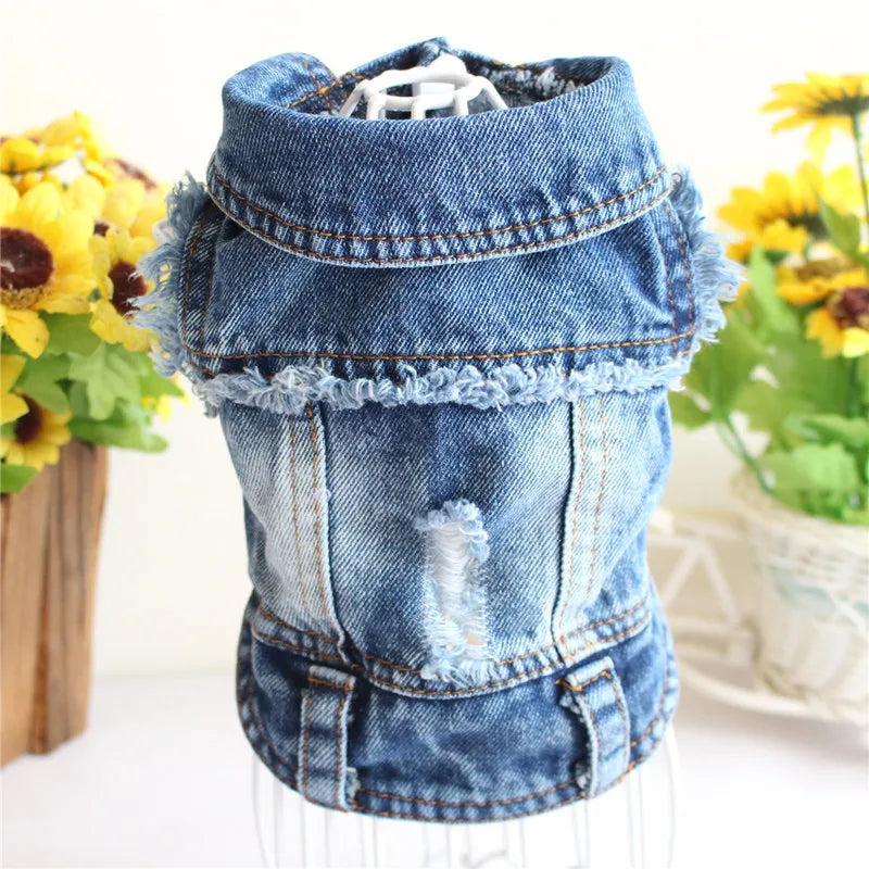 Denim Dog Clothes, Cowboy Pet Dog Coat, Puppy Clothing, Small Dogs Jeans Jacket, Vest Coat, Puppy Outfits, Cat Clothes, XS-2XL