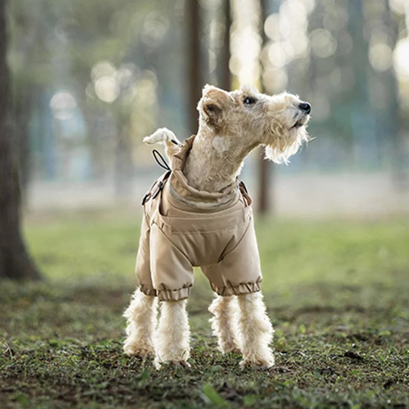 Dog Clothes Winter Warm Overalls Small Medium Dog Jumpsuit Cotton Jacket Thicken Padded Coat with Harness Adjustable Reflective