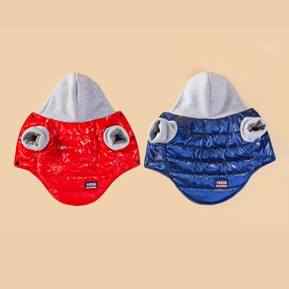 Pet cat and dog clothes, autumn and winter clothing, cold-proof and warm hooded two-legged hooded clothes, pet supplies