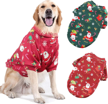 Large Dog Hoodies Christmas Sweater- Winter Warm Fleece Lined Pet Clothes Xmas Puppy Holiday for Medium Large Dogs