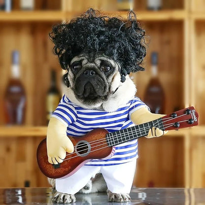 Pet Guitar Costume Dog Costumes Cat Halloween Christmas Explosive Head Guitarist Cosplay Party Funny Outfit Clothes