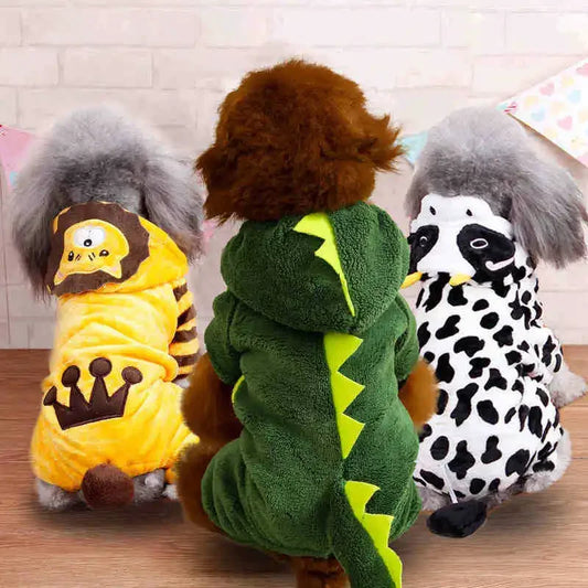 Cartoon Animal Dog Cat Costume Small Dogs Cat Winter Warm Pet Jumpsuit Pajama for Yorkies Poodle Overalls Puppy Mascotas Clothes