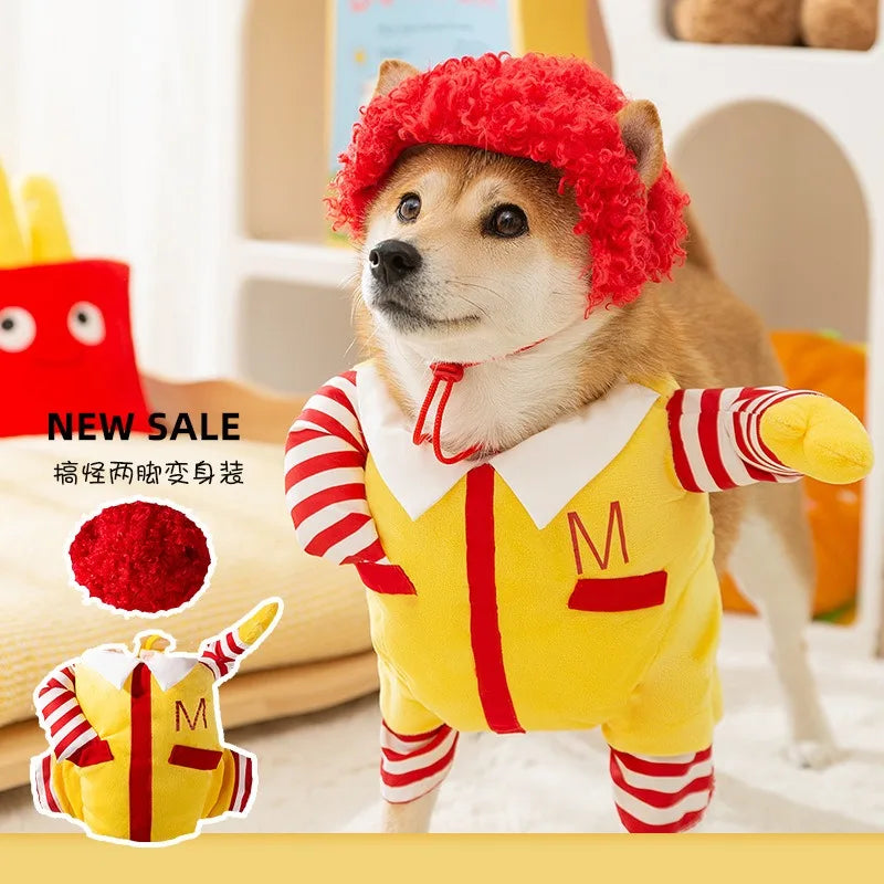 Halloween Funny Dog Clothes Winter Warm Pet Clothes Sweet Headgear Puppy Spooky hello Two Legs Transformer Costume Clothes