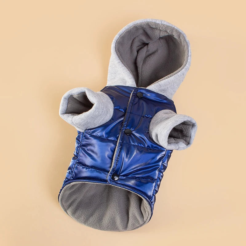 Pet cat and dog clothes, autumn and winter clothing, cold-proof and warm hooded two-legged hooded clothes, pet supplies