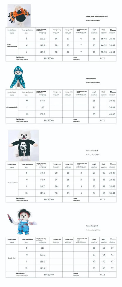 Funny Pet Halloween Dog Clothes Costume Small Dog Jacket Creative Outfit for Teddy Cats  Costume Dog Clothes for Small Dogs