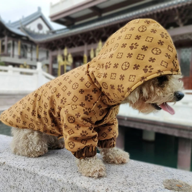 Winter Pet Clothes Warm Cotton Clothing For Puppies Small Medium Fat Dogs Coats Dog Paw Prints Double-Sided Wearable Pet Jackets