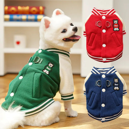 Dog clothing baseball jackets autumn/winter fleece jackets pet Teddy Shih Tzu French Bulldog Pug clothes accessories