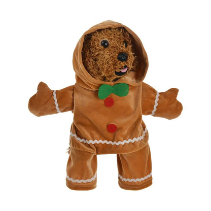 Pet Clothes Christmas Walking Gingerbread Man Pet Costume Cosplay  Warm Soft Hoodie  Dogs Puppy Pets Sweater for Autumn winter
