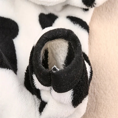 Cow Dog Costume Funny Halloween Dog Costume, Winter Warm Outfits for Small Medium Dogs