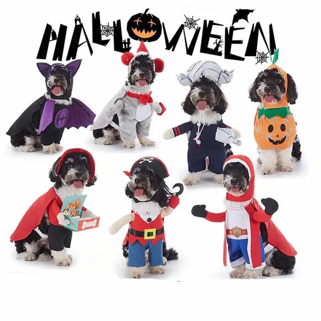 Horror Halloween Pet Costume Dog Cat Funny Party Cosplay Outfit Creative Pet Jumpsuit Suit Holiday Puppy Dress Up With Headgear