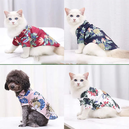 Hawaiian Style Puppy Clothes for Small Medium Dogs T-shirt Pet Clothing French Bulldog Vest Pets Outfits Chihuahua Costumes