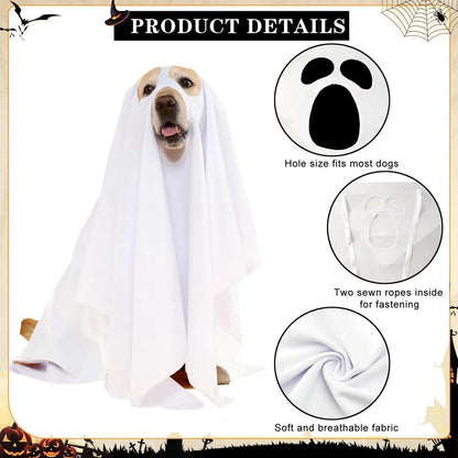 Halloween Ghost Dog Costume horror dog cosplay dress up ghost decoration pet supplies cape headgear pet transformation costume