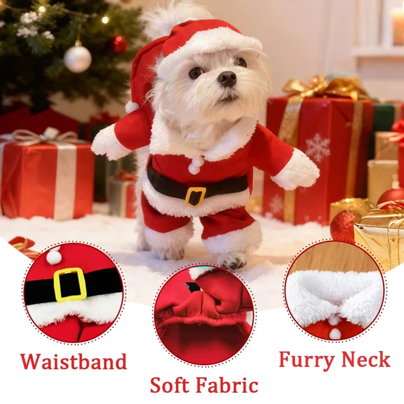 Christmas Pet Dog Cat Costumes Funny Santa Claus Costume For Dogs Cats Winter Warm Dog Clothes Chihuahua Pug Yorkshire Clothing