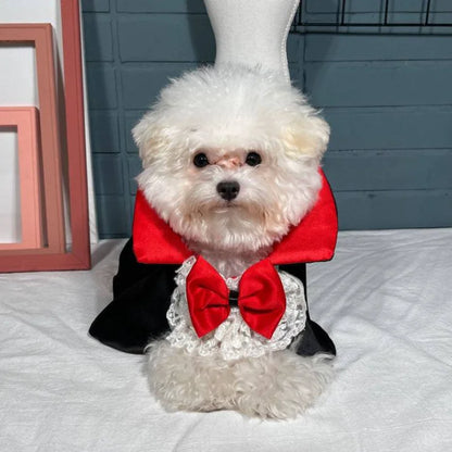 Dog Halloween Vampire Cloak Prince Puppy Pet Role Playing Costume Suitable for Small and Medium Dogs Christmas Festival Dress Up