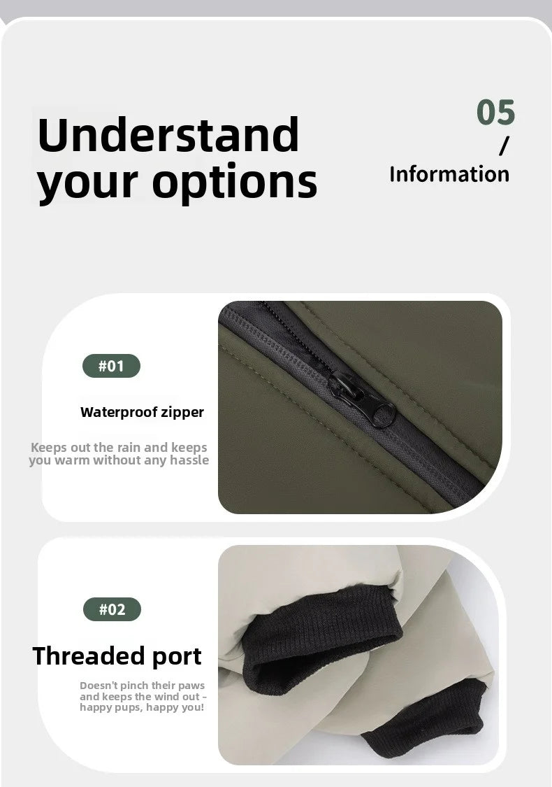 2025 New Winter style dog clothes outdoor large  four-legged clothes big windbreaker cold-proof warm fashion pet clothing