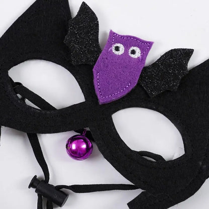Adjustable Dog Halloween Costume Cartoon Decorative Dog Wizard Cape Bat with Face Mask Pet Transformation Costume