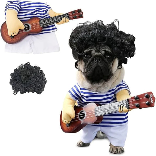 Pet Guitar Costume Dog Costumes Cat Halloween Christmas Explosive Head Guitarist Cosplay Party Funny Outfit Clothes