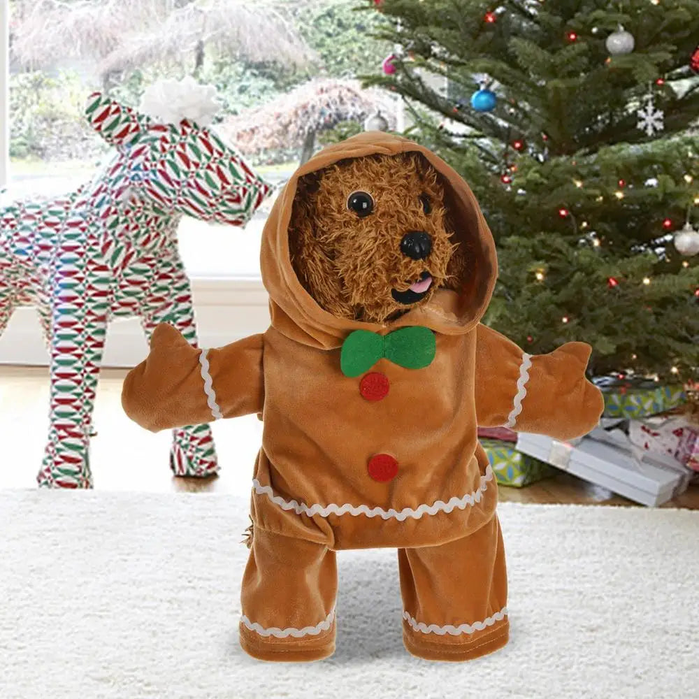 Pet Clothes Christmas Walking Gingerbread Man Pet Costume Cosplay  Warm Soft Hoodie  Dogs Puppy Pets Sweater for Autumn winter