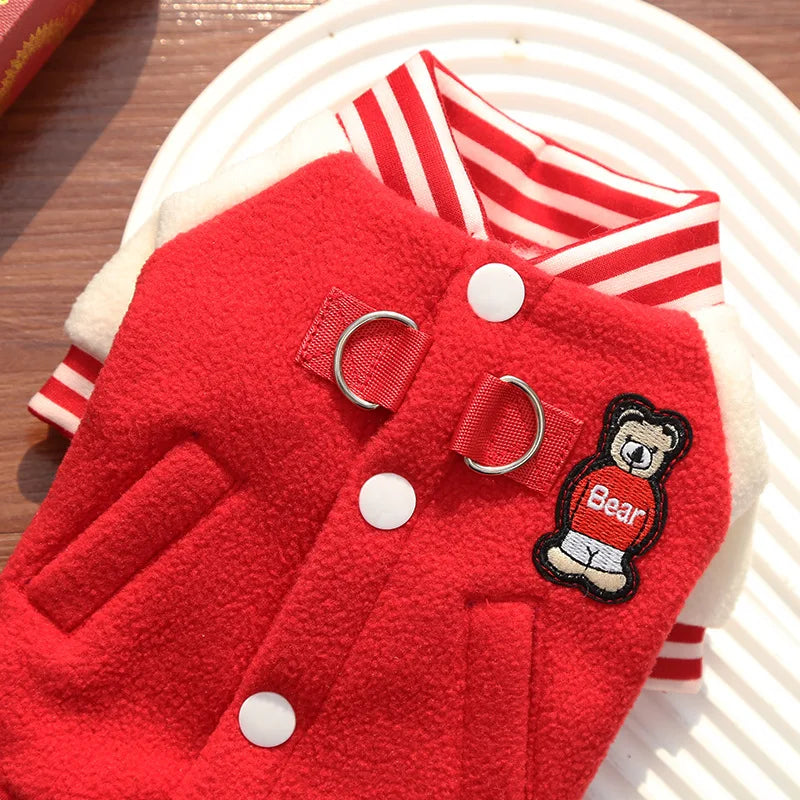 Dog clothing baseball jackets autumn/winter fleece jackets pet Teddy Shih Tzu French Bulldog Pug clothes accessories