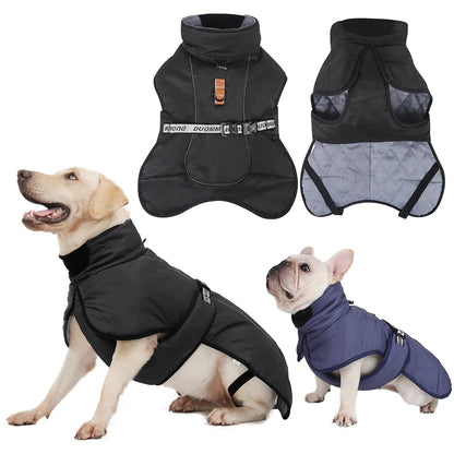 Winter Warm Dog Clothes For Medium Large Dogs Reflective Windproof Pet Thicken Down Jacket Labrador French Bulldog Coat Outfits