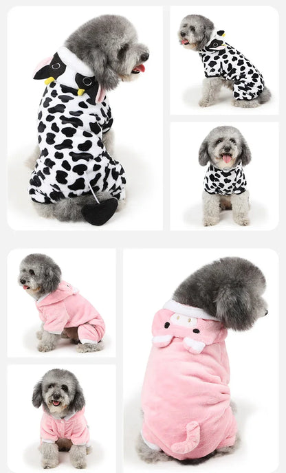 Cartoon Animal Dog Cat Costume Small Dogs Cat Winter Warm Pet Jumpsuit Pajama for Yorkies Poodle Overalls Puppy Mascotas Clothes