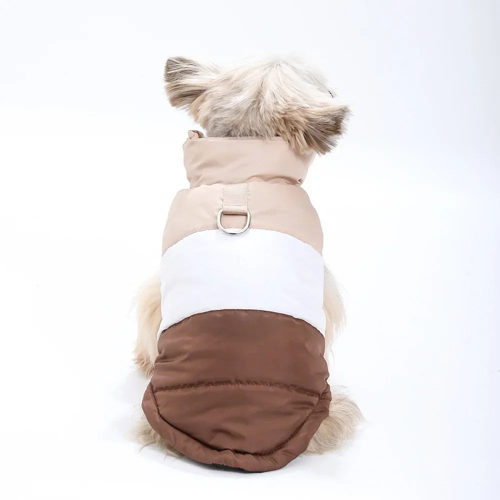 Windproof Dog Clothes  Color-blocking Puppy Coat  Winter Small Dogs Costumes Cats Clothing D-ring Yorkshire Pug Pet Outfits