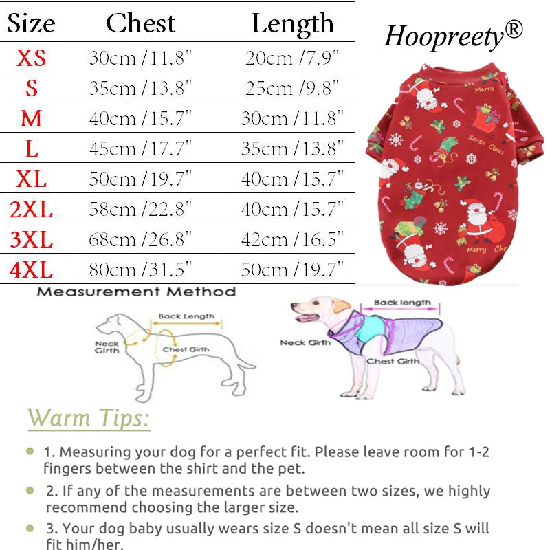 Large Dog Hoodies Christmas Sweater- Winter Warm Fleece Lined Pet Clothes Xmas Puppy Holiday for Medium Large Dogs