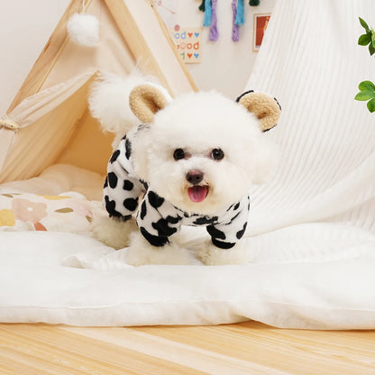 Cute Dog Cat Clothes Jumpsuit Soft Fleece Winter Dogs Play Costume With Hat Small Medium Pet Clothing Chihuahua Yorkshire
