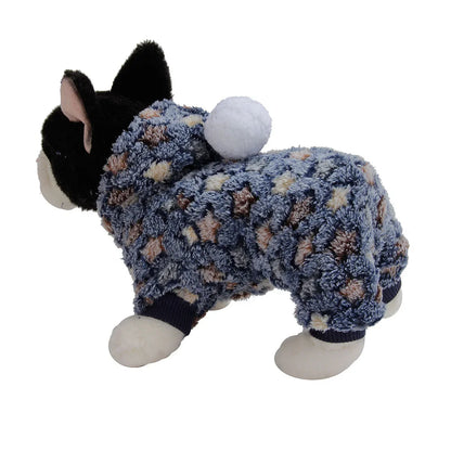 Pet Clothes Flannel Dog Costume Dog Cold Weather Coats Cat Apparel Soft Flannel Doggie Jumpsuit Clothes Pet Four Legged Pajamas