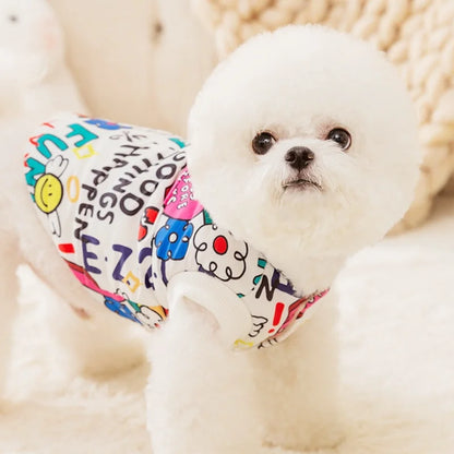 Fashion Print Dog Down Jacket Cute Soft Dog Clothes Winter Cat Jacket Coat Warm Puppy Costume Chihuahua French Bulldog Clothes