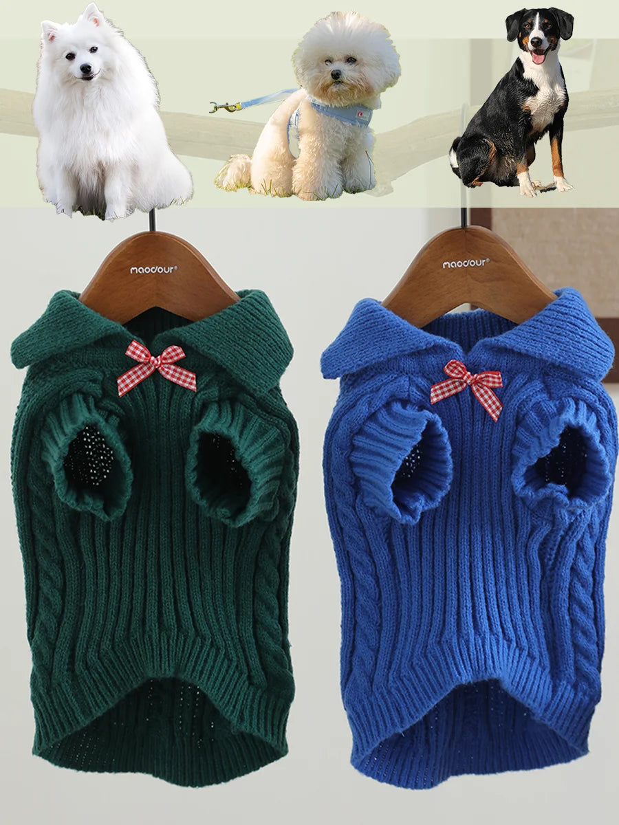 Luxury Pet Small Pet Dog Clothes Sweater Fashion Solid Fried Dough Twists Knitting Warm Comfort Clothing Sweater for Puppy