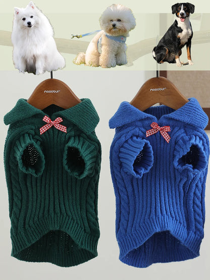 Luxury Pet Small Pet Dog Clothes Sweater Fashion Solid Fried Dough Twists Knitting Warm Comfort Clothing Sweater for Puppy