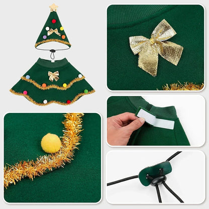 2025 Christmas Pet Clothes Christmas Tree Pet Cape Shawl Dog Transformed Into New Year Holiday Gifts New Puppy Cosplay Clothes