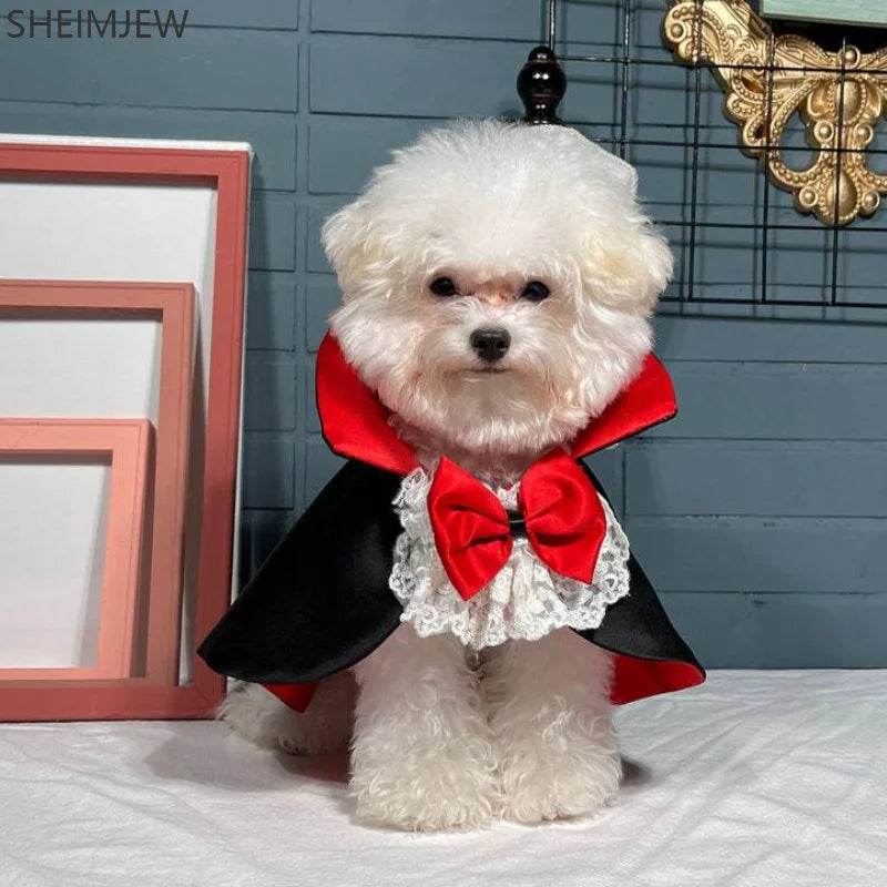 Dog Halloween Vampire Cloak Prince Puppy Pet Role Playing Costume Suitable for Small and Medium Dogs Christmas Festival Dress Up