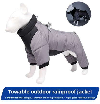 New dog four-legged clothes, warm winter clothes, windproof puppy pet cotton-padded clothes, thickened dog clothes