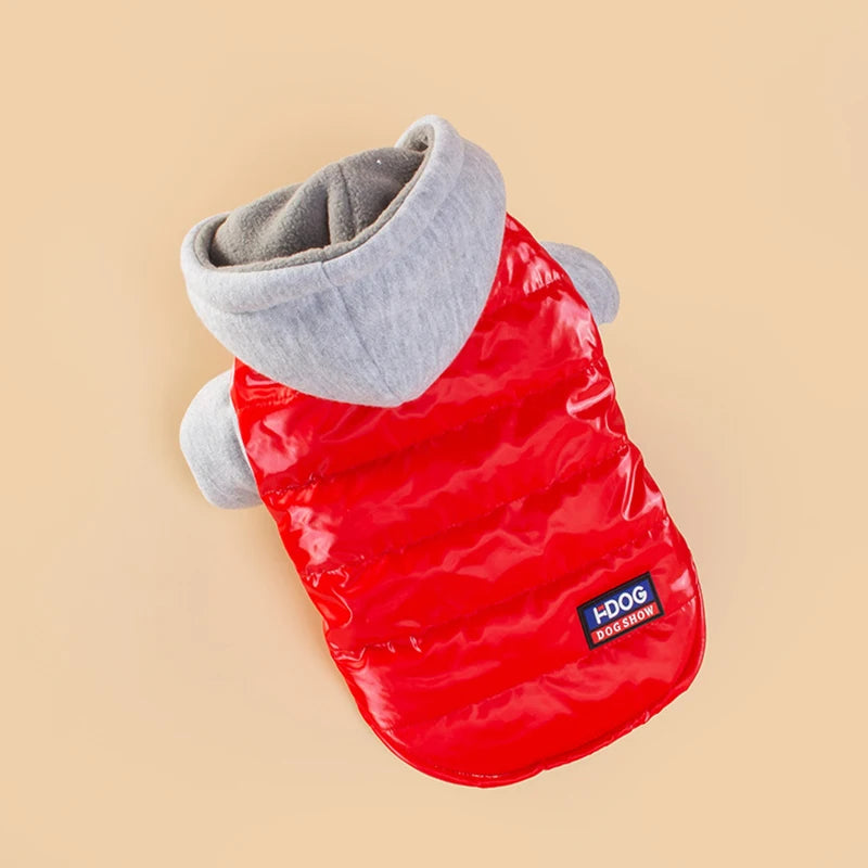 Pet cat and dog clothes, autumn and winter clothing, cold-proof and warm hooded two-legged hooded clothes, pet supplies