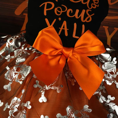 Comfortable Breathable Dog Costume for Halloween Pet Dog Fancy Dress Party Dress Up Print Shiny Cute Cat Bow Dress Puppy Clothes