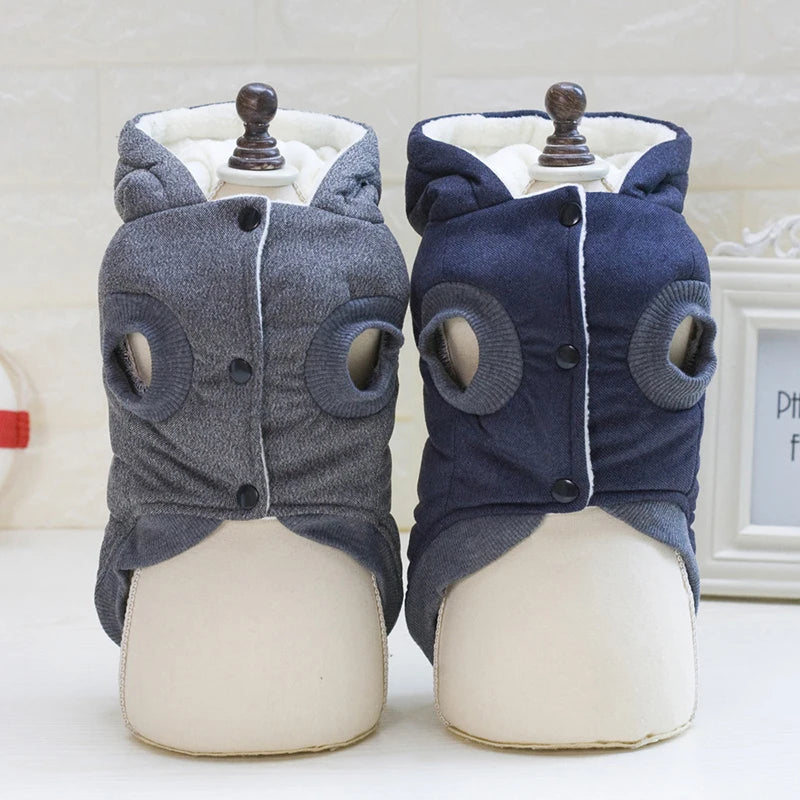 Dog Winter Warm Jacket for Small Dogs Clothes Puppy Fleece Two-legged Coat Pet Hoodie Chihuahua French Bulldog Yorkies Costumes