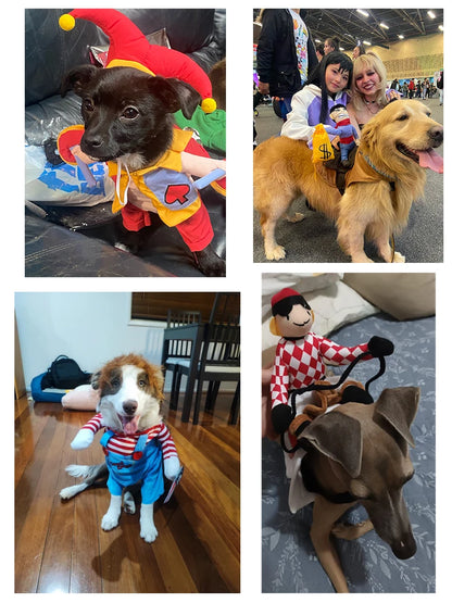 Dog fancy dress Horseback Riding Cosplay Costume Halloween Funny New Year's Dog Suit Soft Breathable Clothes Dogs Accessories