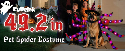 Dog Halloween Costume Large Breed,Dog Spider Costume with 64 LED,Funny Halloween Dogs Costumes for Halloween Party Cosplay (Red)
