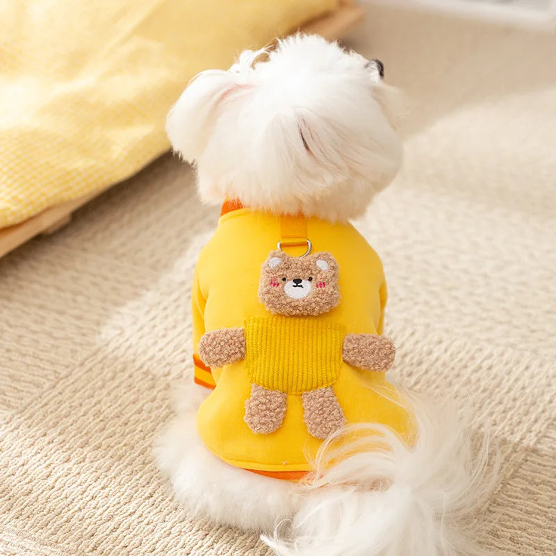 Dog Clothes 2025 Cute Bear Puppy Hoodies Autumn Winter Warm Coat Polo Shirts Cat Clothing Chihuhua Bichon Apparels Dog Pullover